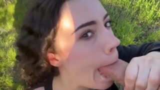 Stella Violet Sucks Cock And Swallows Sperm Outdoors